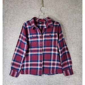 Patagonia Fjord Flannel Shirt Womens 4 Organic Cotton Burgundy Plaid Gorpcore